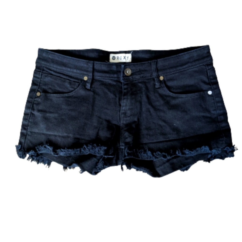 Roxy Black Denim Cutoff Short Shorts Size 28 - Picture 1 of 8
